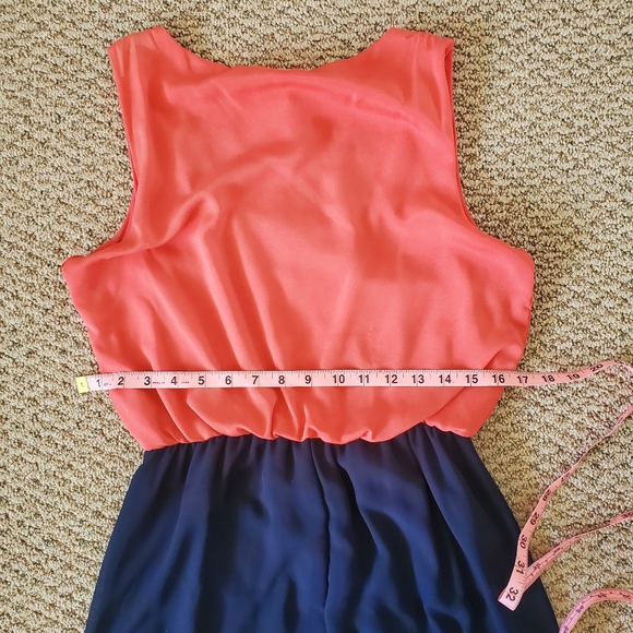 Medium Floor Length Navy and Coral My Beloved - Picture 6 of 7